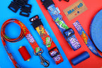 Collar With A Metal Buckle - Blue Graffiti