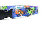 Collar With A Plastic Buckle - Blue Graffiti