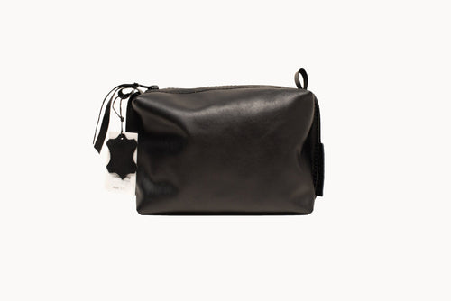 Black Leather Cosmetic Bag – Medium