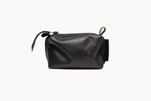 Black Leather Cosmetic Bag – Small