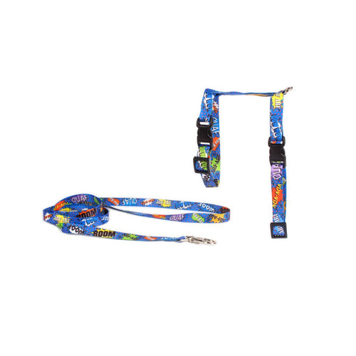 Kattsele med 120 cm koppel – Blue Graffiti